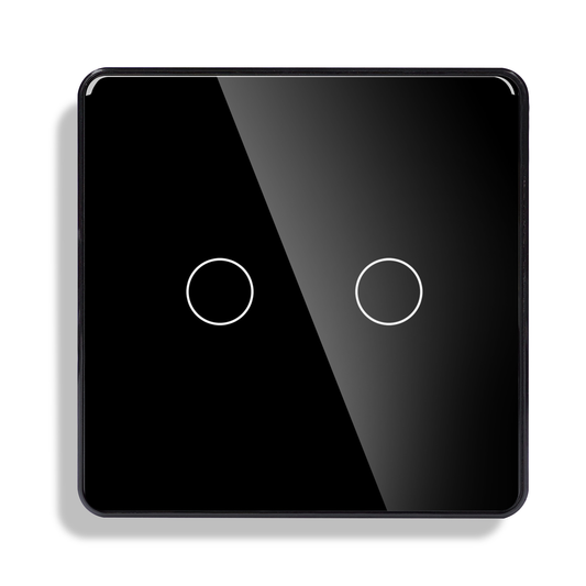 2-Gang Wi-Fi + Bluetooth Smart Touch Switch – Dual Circuit Control with App & Voice Integration