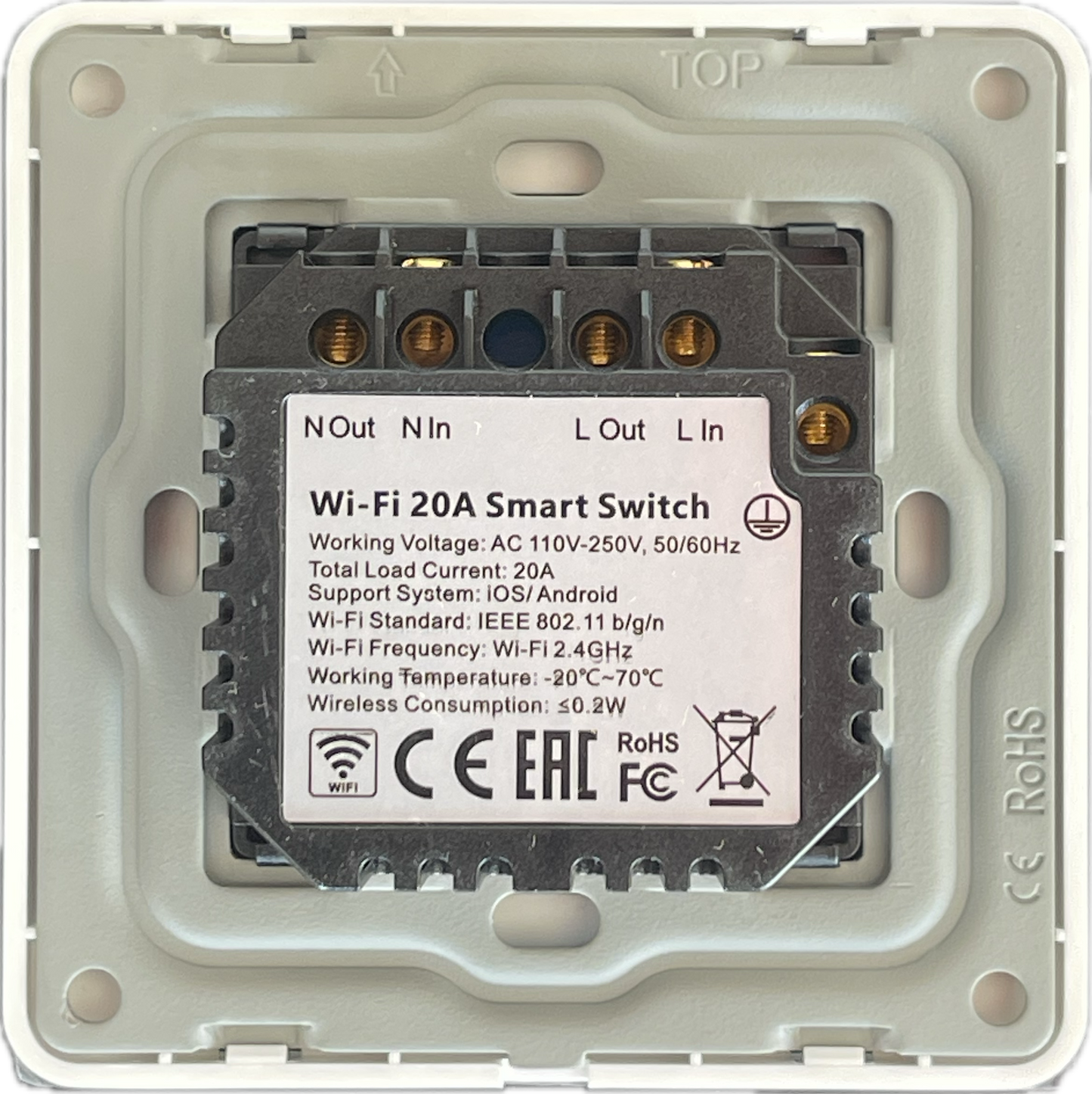 Wi-Fi 20A Smart Heater Switch – Water Heater Controller, Glass Panel