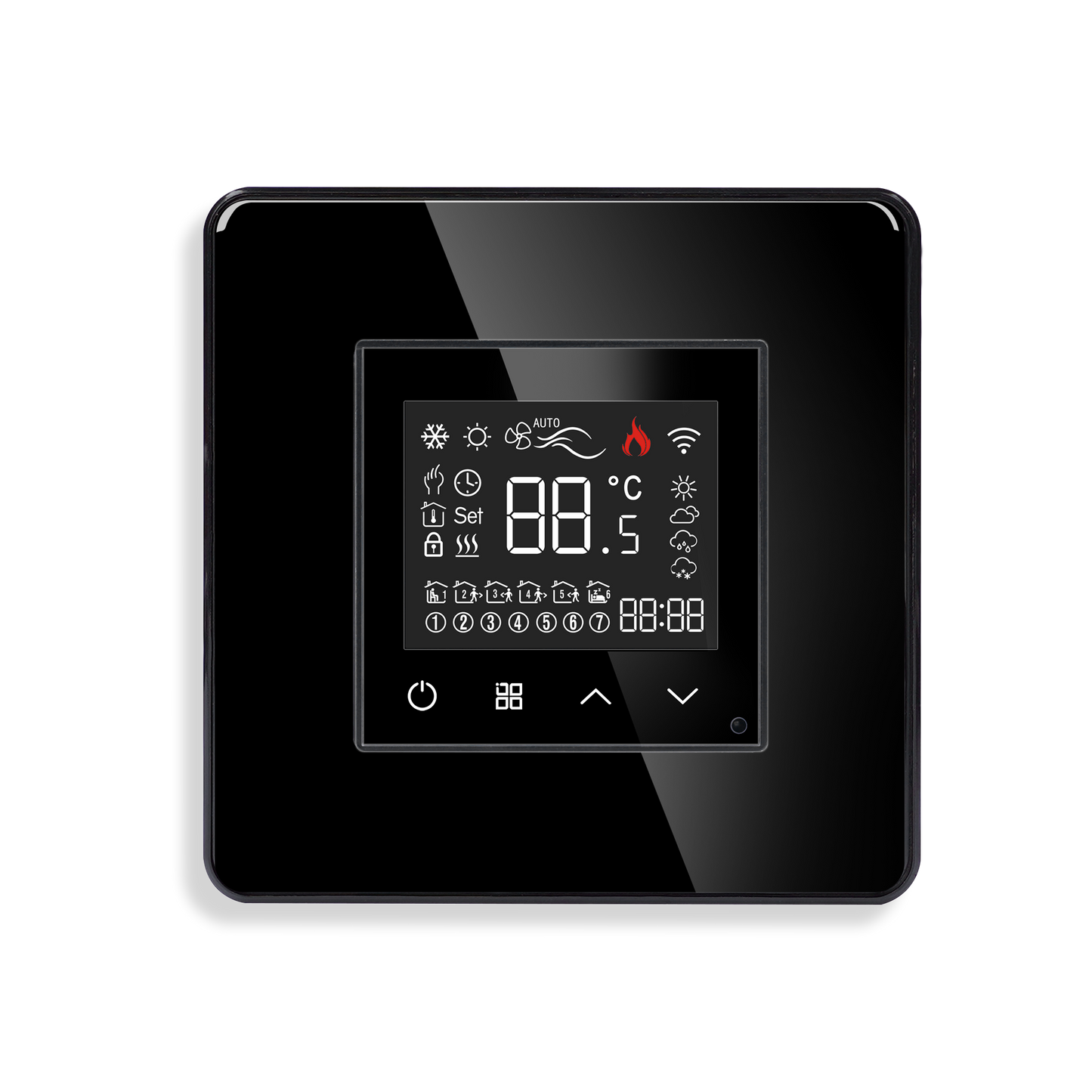 Wi-Fi Smart Touch Thermostat Controller – 16A Glass Panel for Electric Heating Systemsc