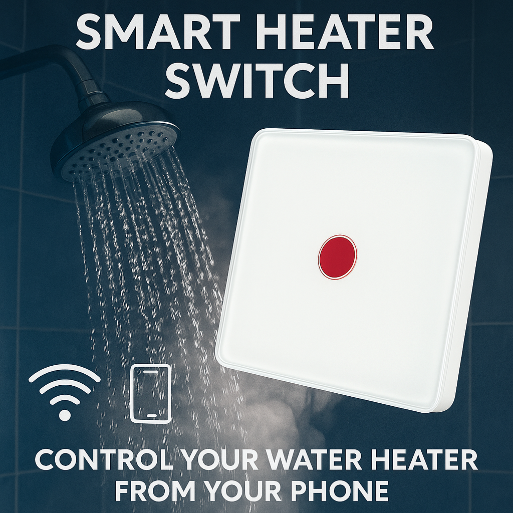 Wi-Fi 20A Smart Heater Switch – Water Heater Controller, Glass Panel