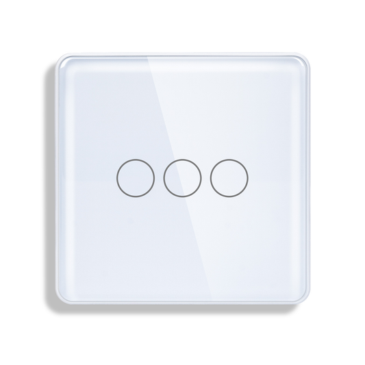 3-Gang Wi-Fi + Bluetooth Smart Touch Switch – Triple Circuit Smart Control with Voice & App Integration