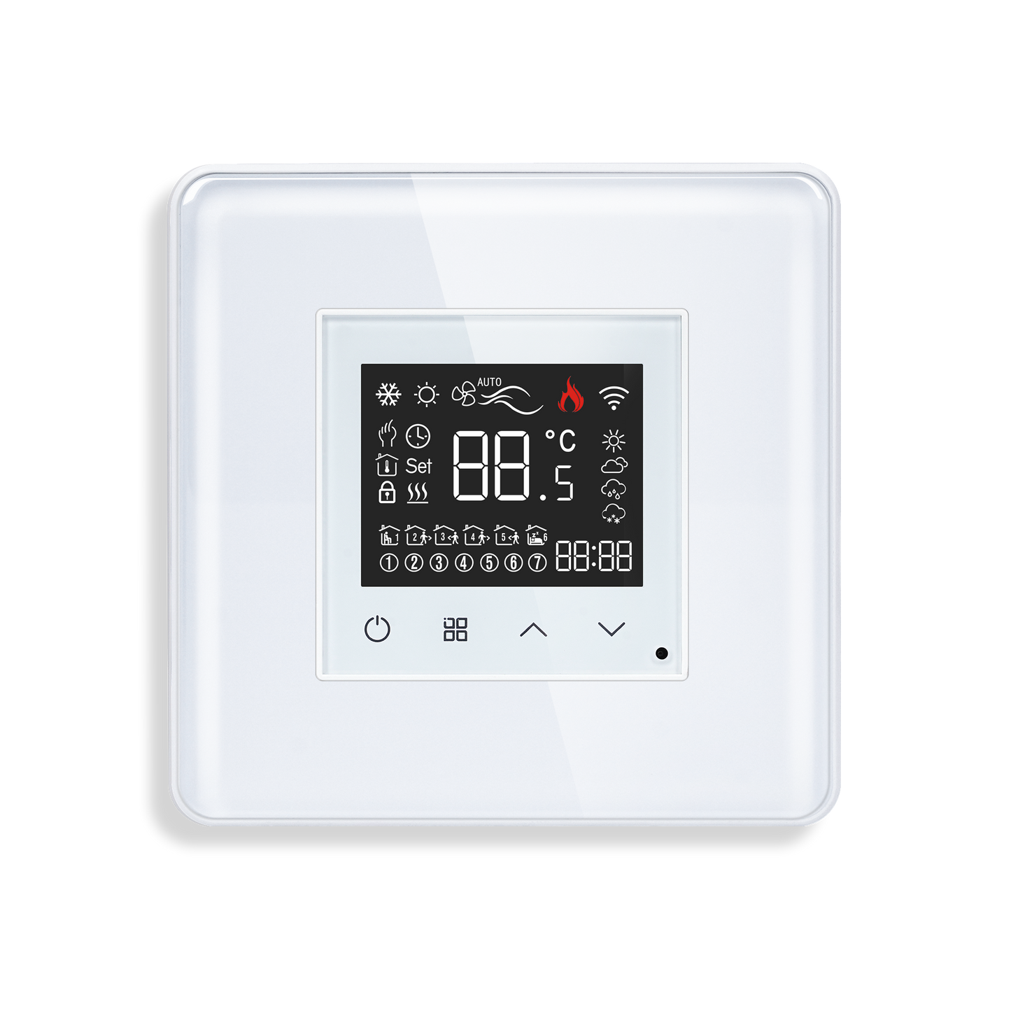 Wi-Fi Smart Touch Thermostat Controller – 16A Glass Panel for Electric Heating Systemsc